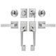 Double Door Handle Set, Satin Nickel Square Door Lever, Heavy Duty Double Front Door Handle Set with Dummy, Double Door Lock Set with Reversible Handle Lever, for Front Door or Office Door