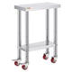 VEVOR Stainless Steel Work Table with Wheels 24 x 12 x 32 Inch Prep Table with 4 Casters Heavy Duty Work Table for Commercial Kitchen Restaurant Business - Mekamart Australia