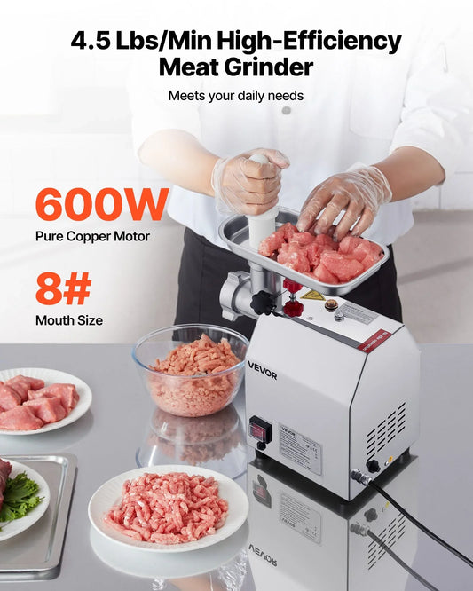 VEVOR Commercial Electric Meat Grinder 4.5 Lbs/Min Sausage Stuffer Maker Kitchen - Mekamart Australia