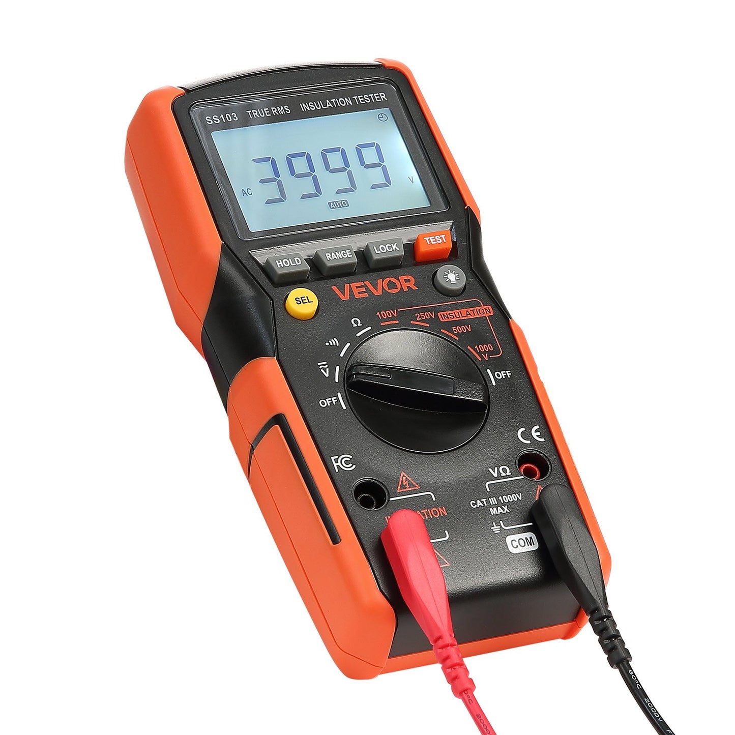 Digital Multimeter, 4000-Count TRMS Voltmeter Ohmmeter, 1000V AC/DC Voltage Tester with Switchable Auto/Manual Range for Voltage, Resistance, and Continuity Measurment