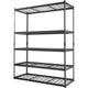 Storage Shelving Unit, 5-Tier Adjustable, 2000 lbs Capacity, Heavy Duty Garage Shelves Metal Organizer Wire Rack, Black, 60" L x 24" W x 78" H for Kitchen Pantry Basement Bathroom Laundry Closet