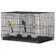 Bird Cage, 18 in, Small Parakeet Cage with Divider, Sturdy Metal Bird Flight Cage, Travel Birdcage with 5 Perches & 4 Feeding Cups, Parrot Cage for Canaries Lovebirds Cockatiels Budgie, Black