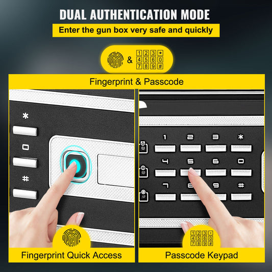 Safe Box, 0.8 CU.FT Fingerprint Safe Box for Money w/ 2 Keys & Digital Keypad, Q235 Steel Safe Box for Storing Cash, Jewelry, Pistols, Documents, Watches in Home & Office & Hotel