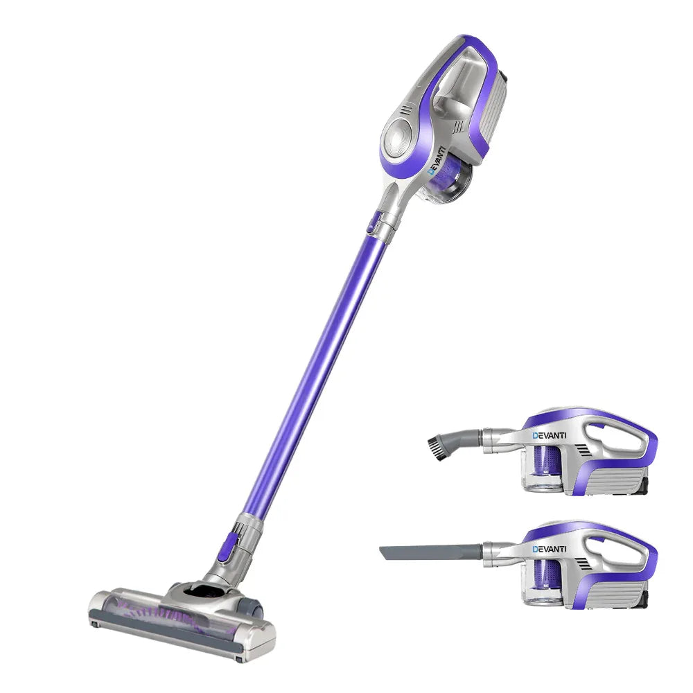 Devanti Stick Vacuum Cleaner Bagless Cordless 150W Purple - Mekamart Australia