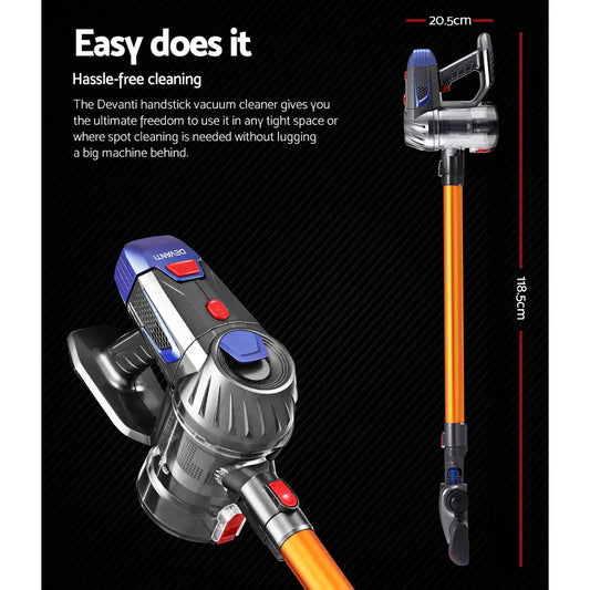 Devanti Stick Vacuum Cleaner Bagless Cordless 150W Gold - Mekamart Australia