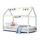 Artiss Bed Frame Wooden Kids House Frame White CASA - Mekamart Australia