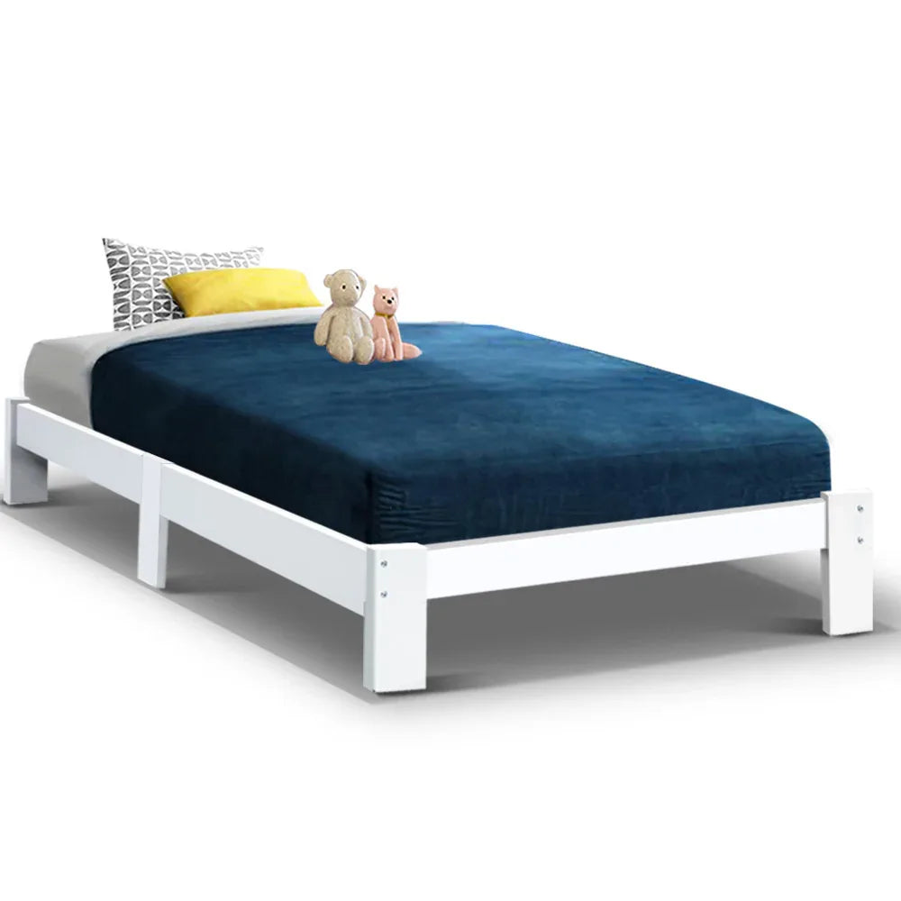 Artiss Bed Frame King Single Size Wooden White JADE - Mekamart Australia
