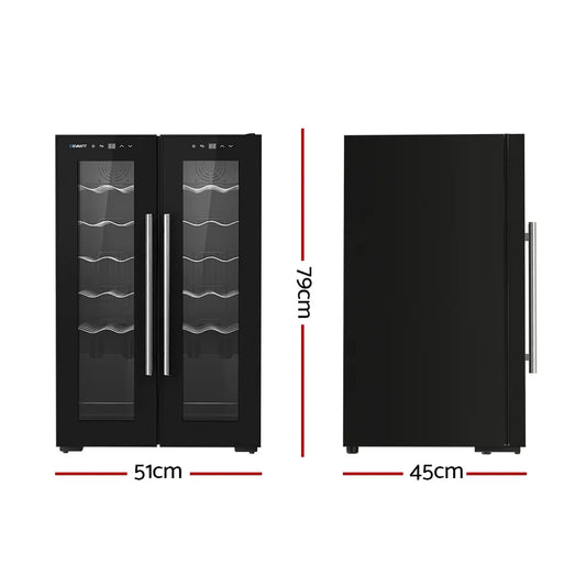 Devanti Wine Fridge Cooler Dual Zone 24 Bottles - Mekamart Australia