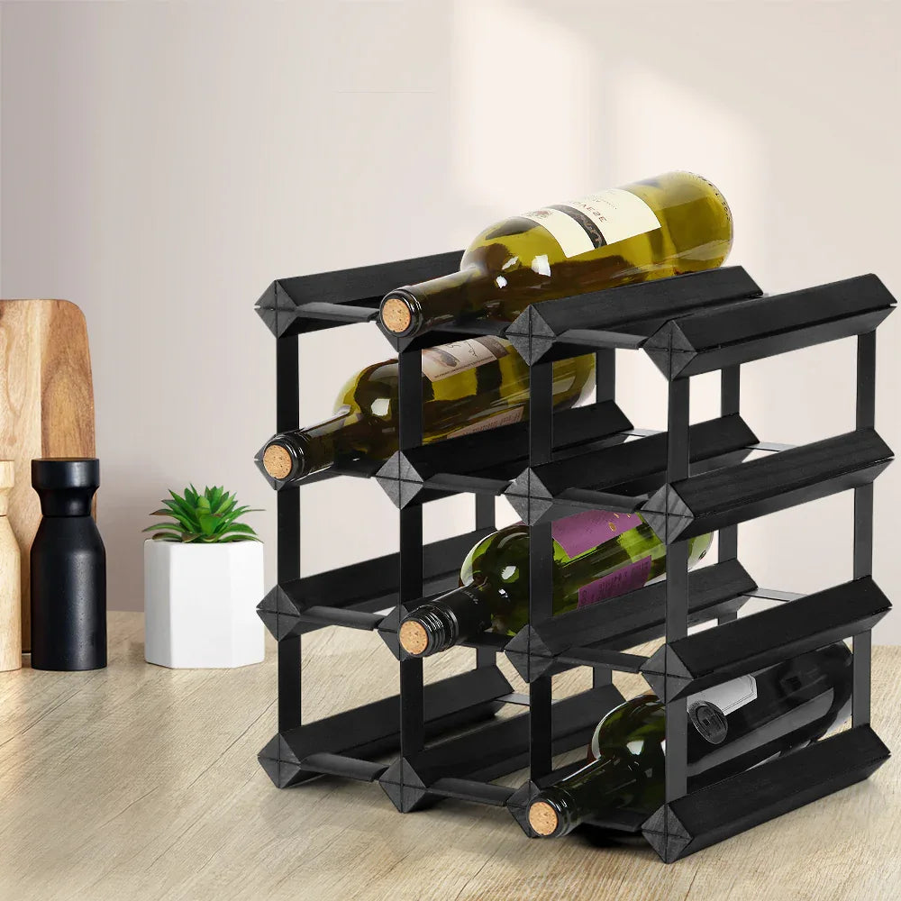 Artiss Wine Rack 12 Bottle Black - Mekamart Australia