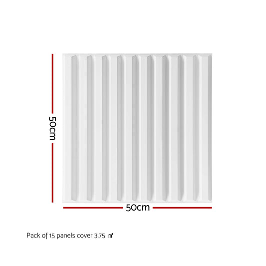 Artiss 3D Wall Panels Vertical PVC Decorative Panels 50x50cm Set of 15 Feature Wall Vert