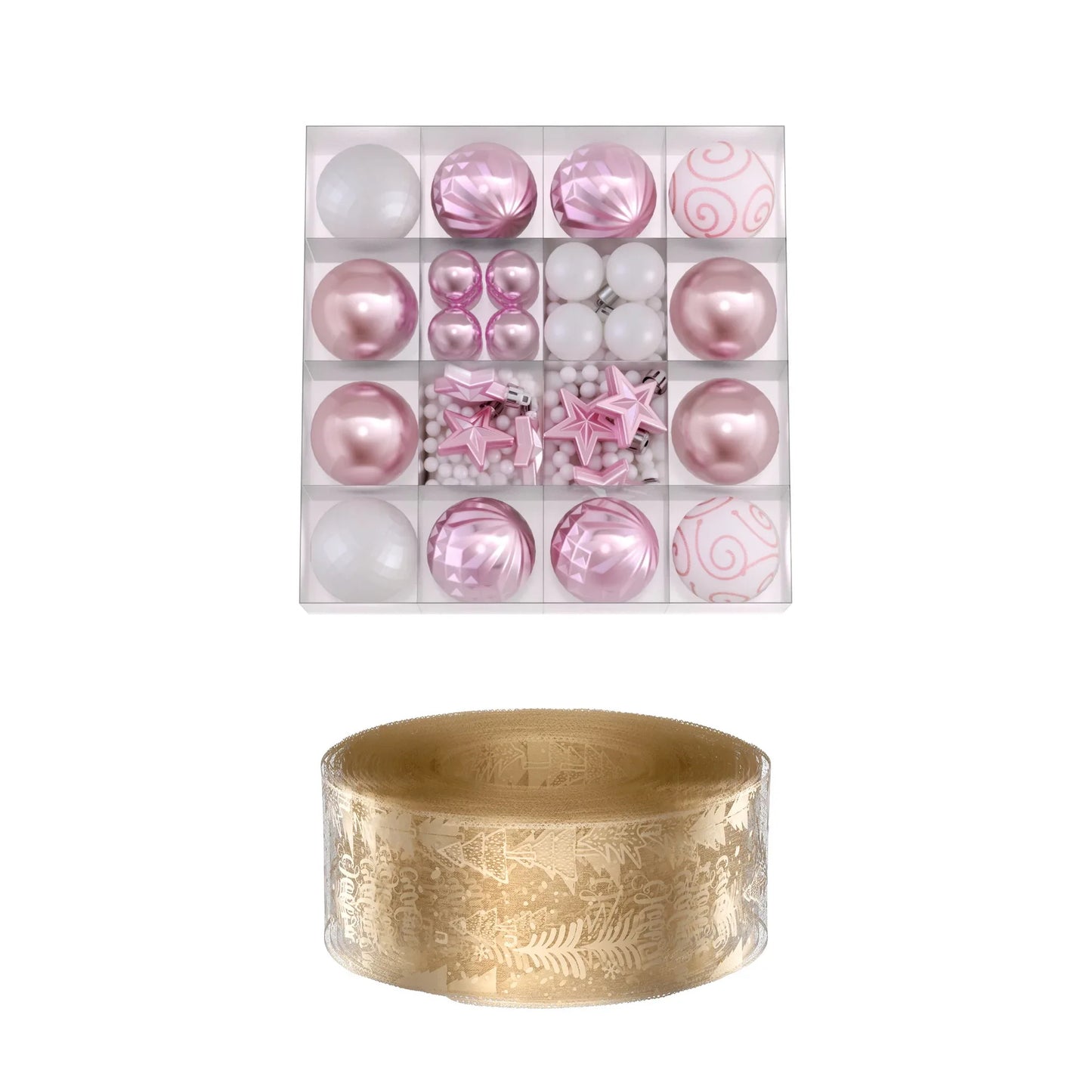 Jingle Jollys Christmas Tree Decoration Set Ribbon Baubles Ornaments Party 34pcs - Mekamart Australia
