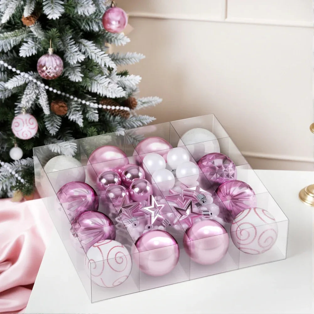 Jingle Jollys 33pcs Christmas Tree Decorations Set Baubles Ornaments Party Pink - Mekamart Australia