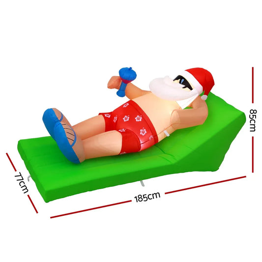 Jingle Jollys Christmas Inflatable Santa Bench 1.8M LED Illuminated Decorations - Mekamart Australia