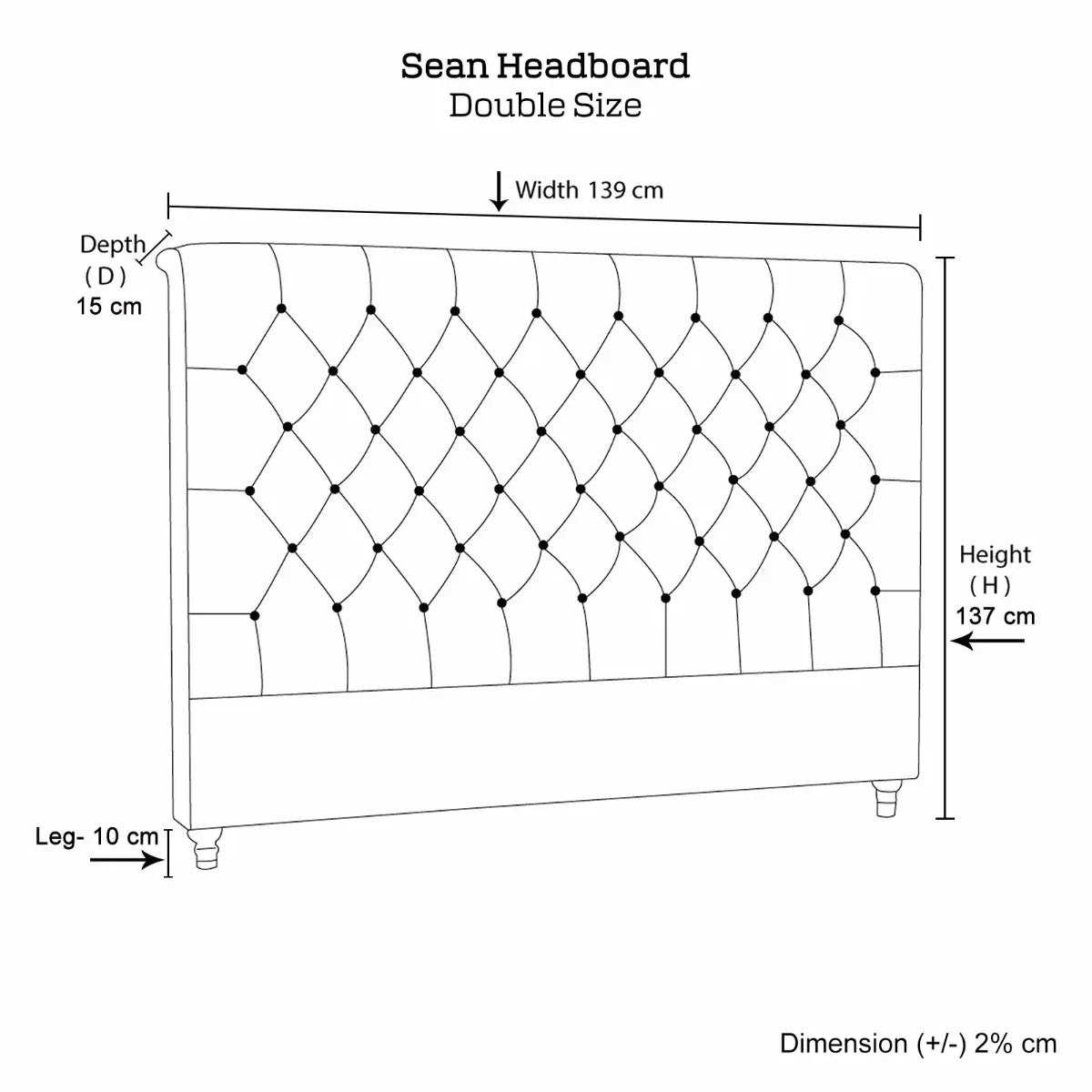 Bed Head Double Size French Provincial Headboard Upholsterd Fabric Charcoal - Mekamart Australia