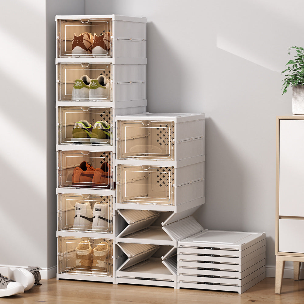 Shoe storage racks and cabinets.
