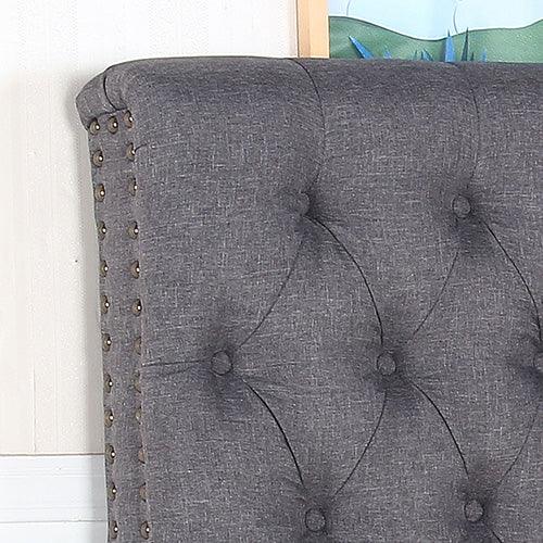 Bed Head Double Size French Provincial Headboard Upholsterd Fabric Charcoal - Mekamart Australia