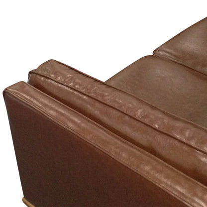 3 Seater Faux Sofa Brown Lounge Set for Living Room Couch with Wooden Frame - Mekamart Australia