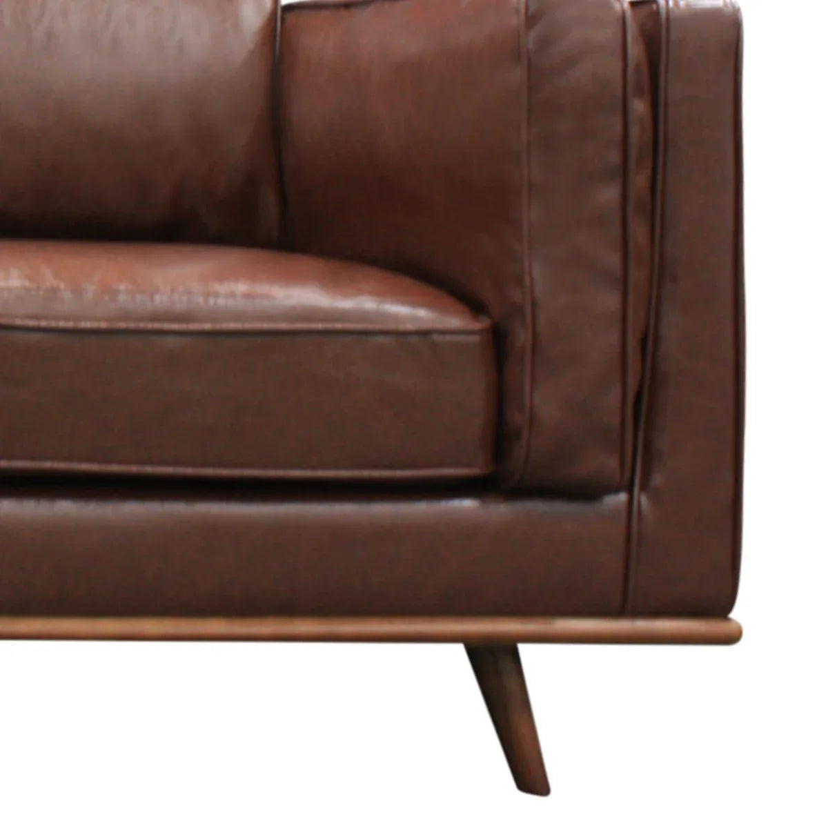 3 Seater Faux Sofa Brown Lounge Set for Living Room Couch with Wooden Frame - Mekamart Australia