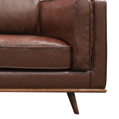 3 Seater Faux Sofa Brown Lounge Set for Living Room Couch with Wooden Frame - Mekamart Australia