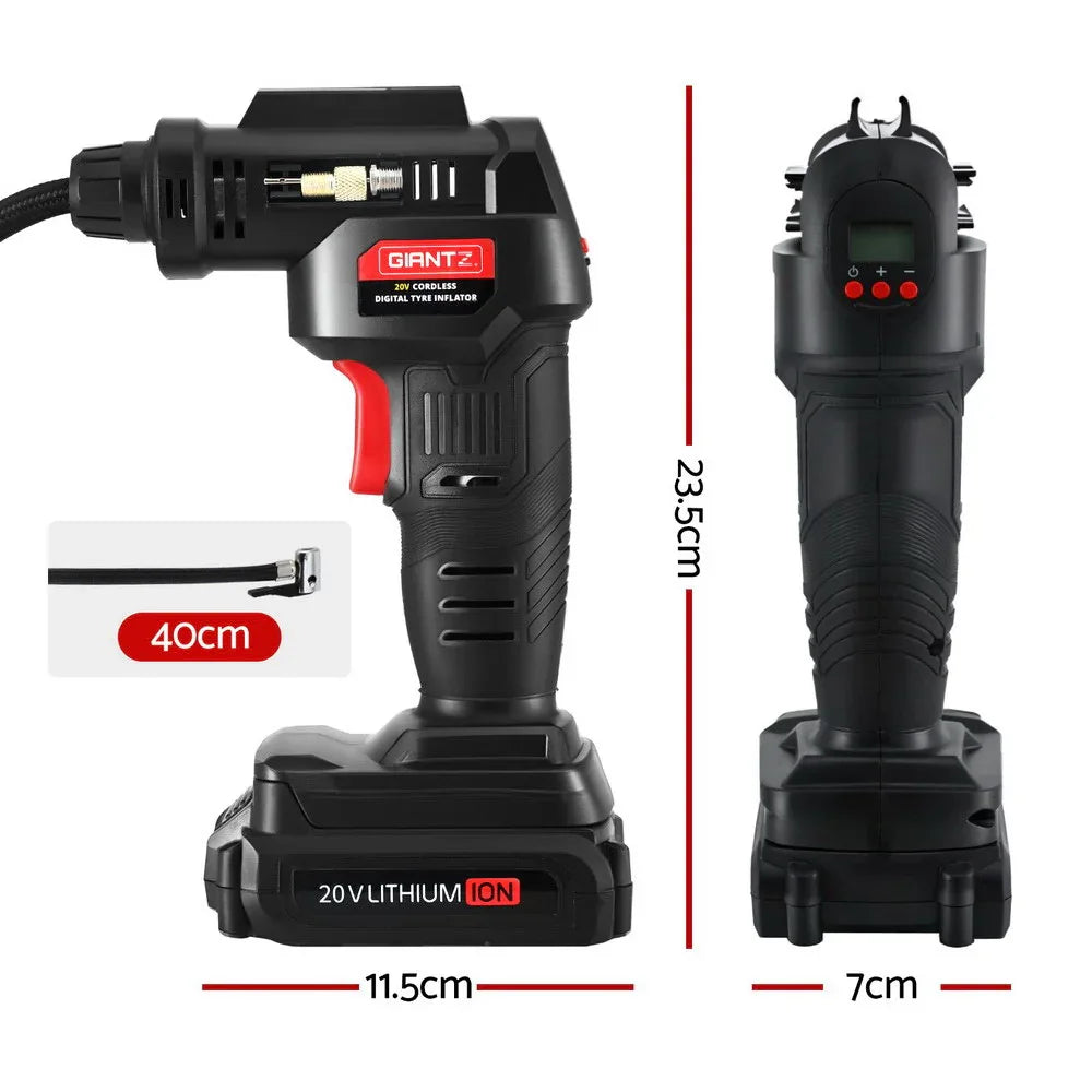 Giantz Cordless Tyre Inflator Portable Air Compressor Pump 20V 120PSI Digital LED - Mekamart Australia