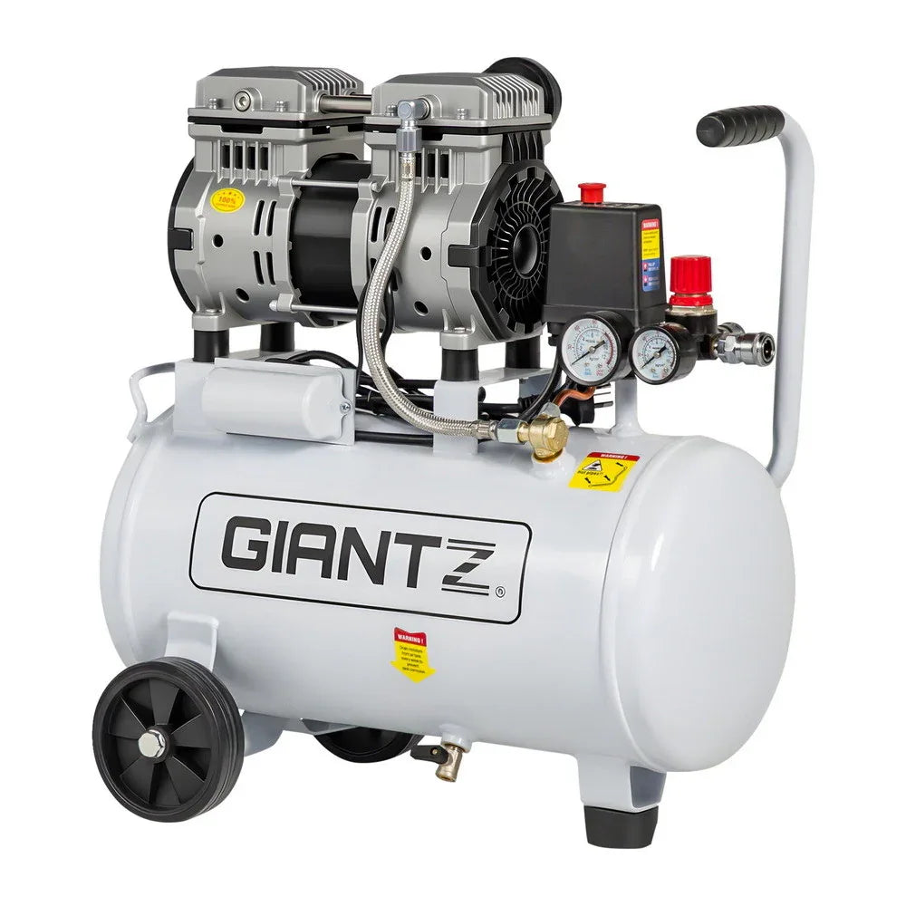 Giantz 24L Air Compressor Quiet 0.75HP Oil-Free Portable Tyre Inflator 40L/Min - Mekamart Australia