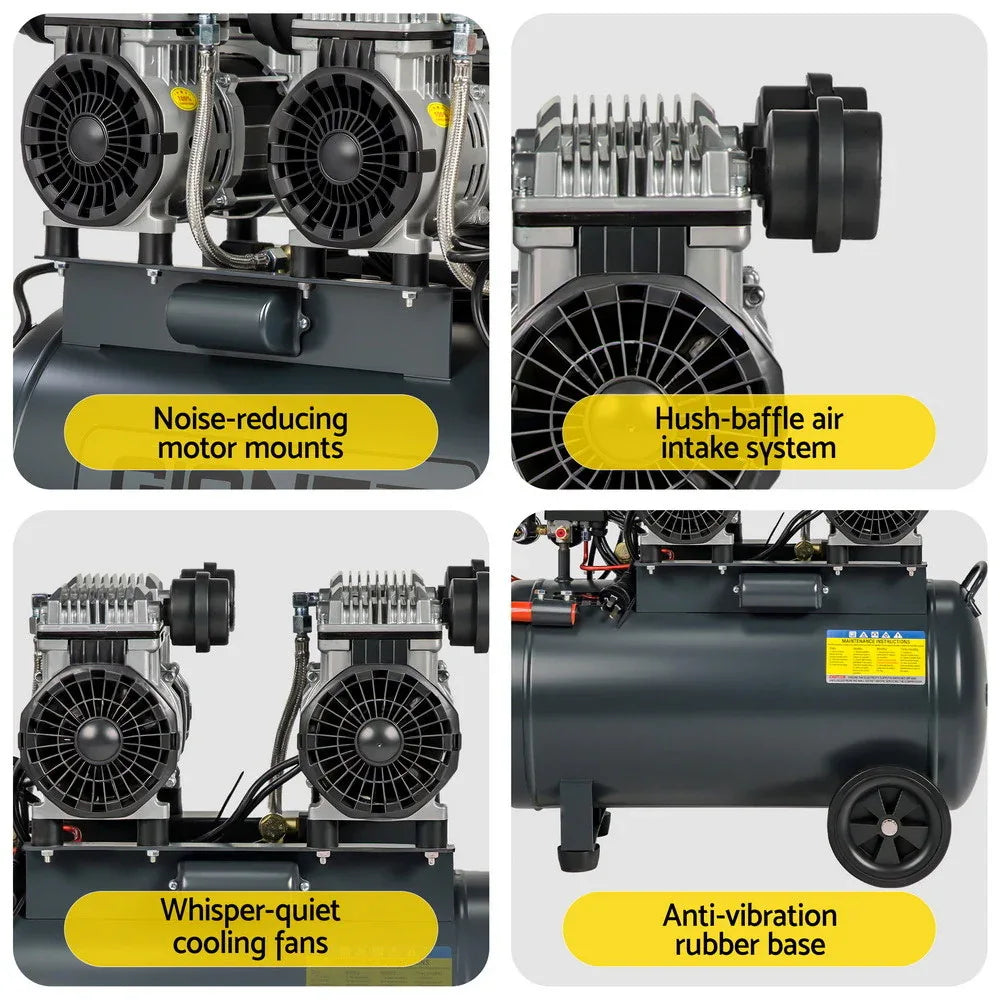 Giantz 50L Air Compressor Quiet 3.0HP Oil-Free Portable Tyre Inflator 200L/Min - Mekamart Australia