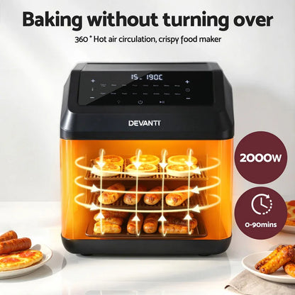 Devanti Air Fryer 13L LCD Fryers Oven - Mekamart Australia