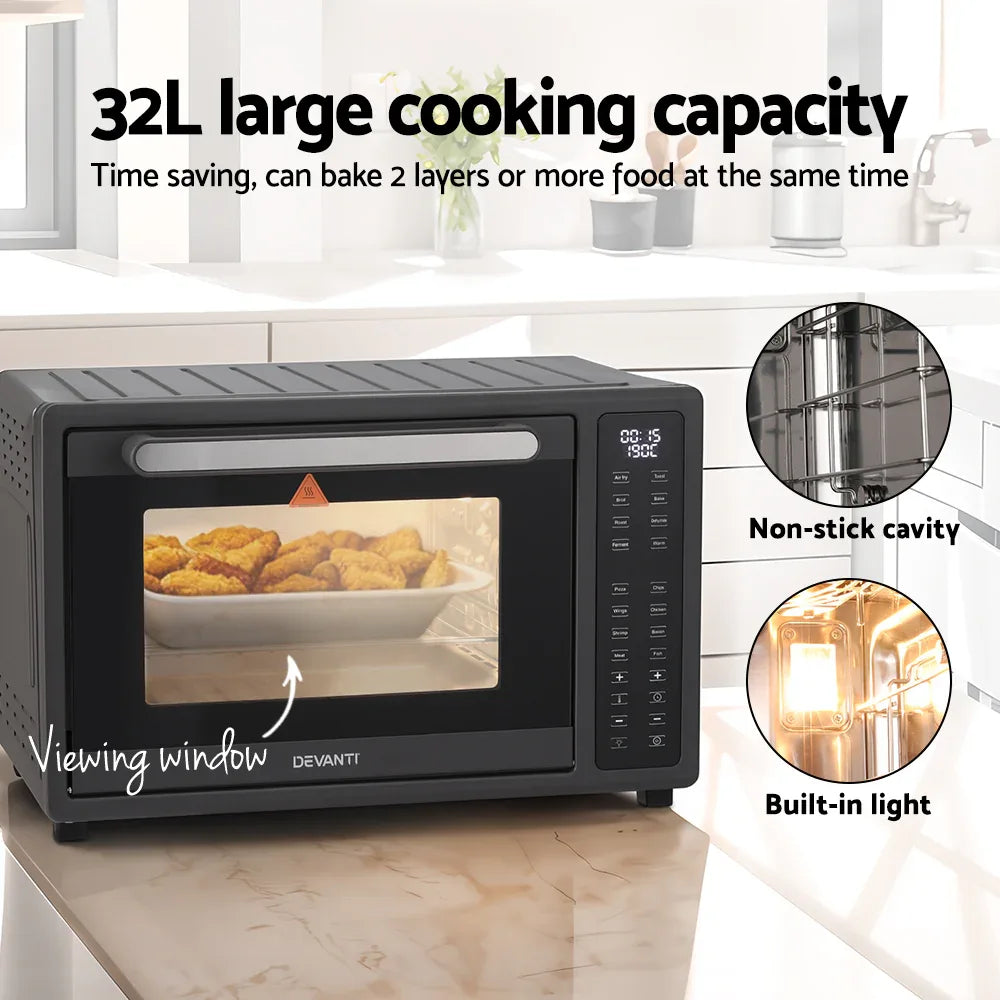 Devanti Air Fryer 32L W/ LCD Touch Oven 1700W - Mekamart Australia