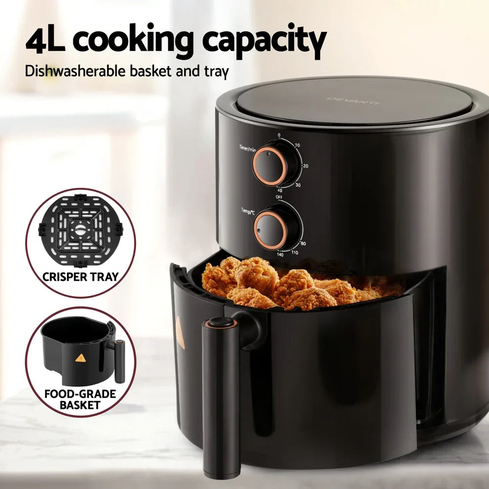 Devanti 4L Air Fryer Knob Control 1500W - Mekamart Australia