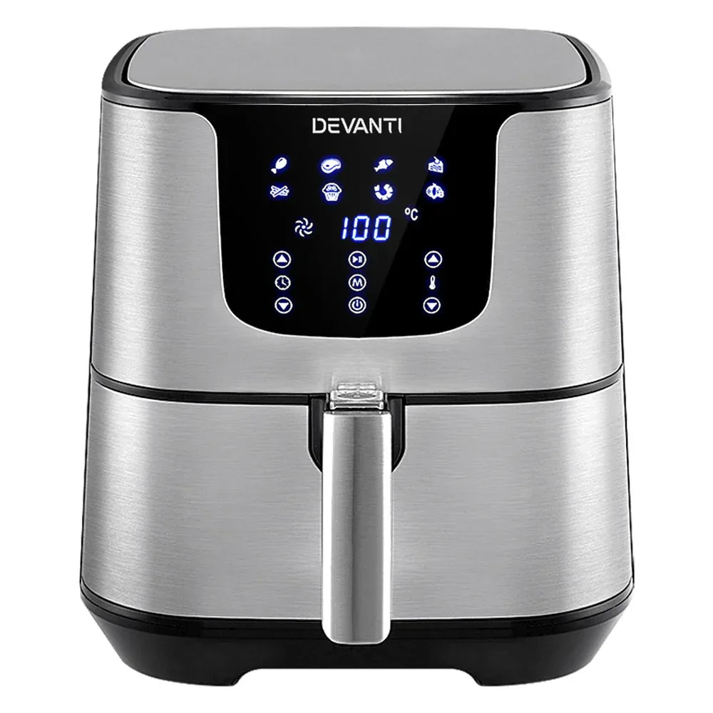 Devanti Air Fryer 7L LCD Fryers Stainless Steel - Mekamart Australia