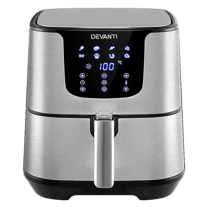 Devanti Air Fryer 7L LCD Fryers Stainless Steel - Mekamart Australia