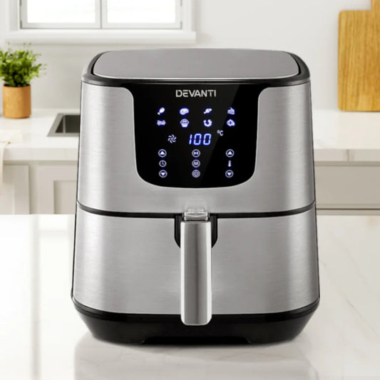 Devanti Air Fryer 7L LCD Fryers Stainless Steel - Mekamart Australia
