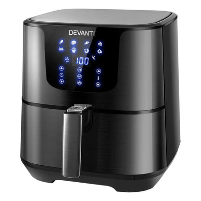 Devanti Air Fryer 7L LCD Fryers Black - Mekamart Australia