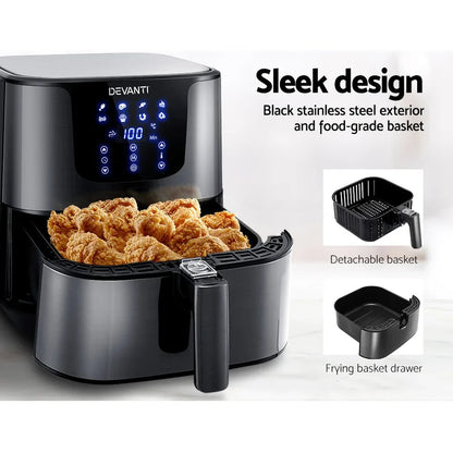 Devanti Air Fryer 7L LCD Fryers Black - Mekamart Australia