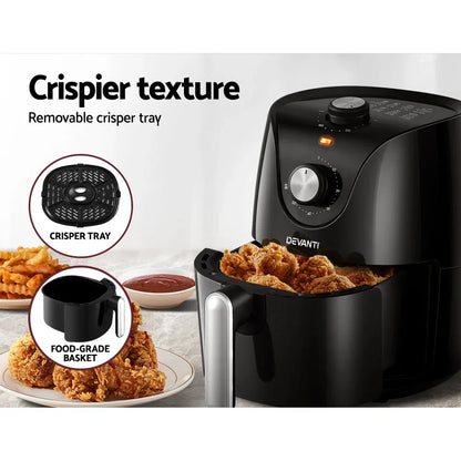 Devanti Air Fryer 2.5L Knob Fryers - Mekamart Australia
