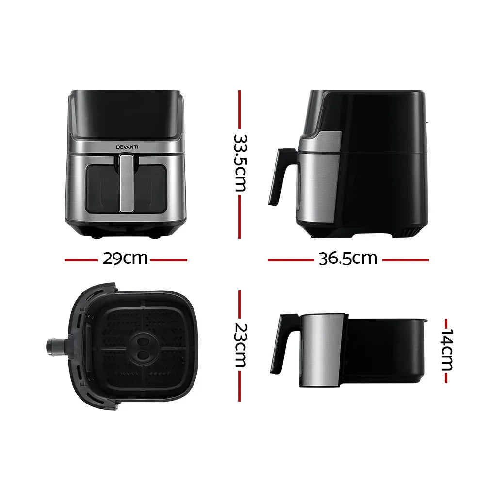 Devanti Air Fryer 6.5L LCD Fryers Clear Window - Mekamart Australia