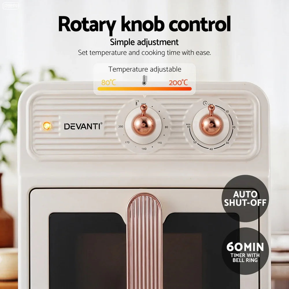 Devanti 6L Air Fryer Knob Control 1700W Cream - Mekamart Australia