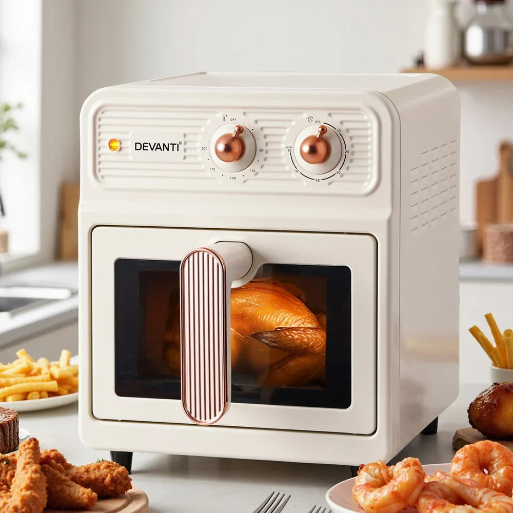 Devanti 6L Air Fryer Knob Control 1700W Cream - Mekamart Australia