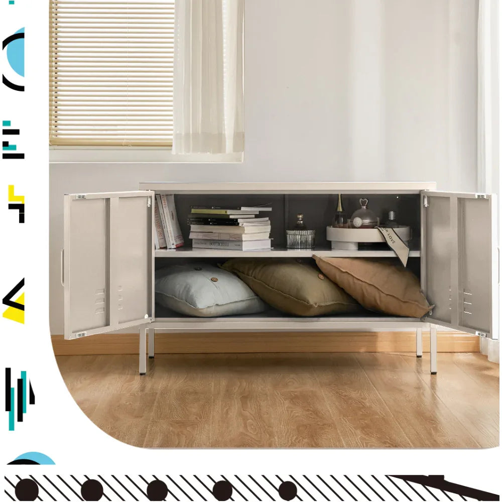 Artiss Buffet Sideboard Metal Cabinet - BASE White - Mekamart Australia