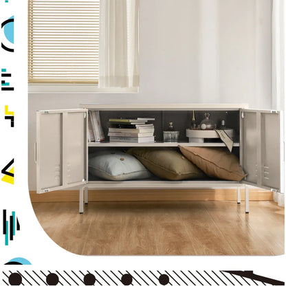 Artiss Buffet Sideboard Metal Cabinet - BASE White - Mekamart Australia