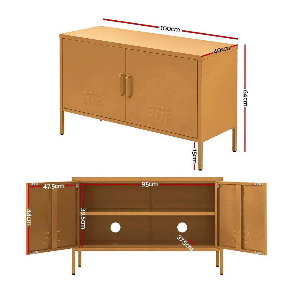 Artiss Buffet Sideboard Metal Cabinet - BASE Yellow - Mekamart Australia
