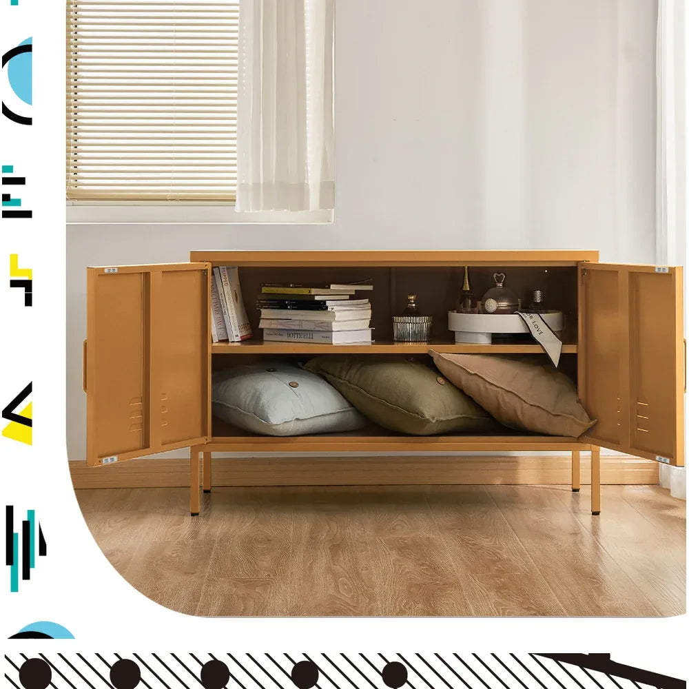 Artiss Buffet Sideboard Metal Cabinet - BASE Yellow - Mekamart Australia