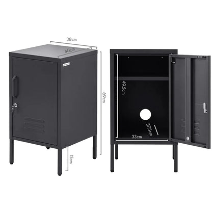Artiss Bedside Table Metal Cabinet - Black - Mekamart Australia