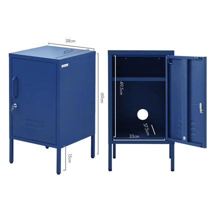 Artiss Bedside Table Metal Cabinet - Blue - Mekamart Australia