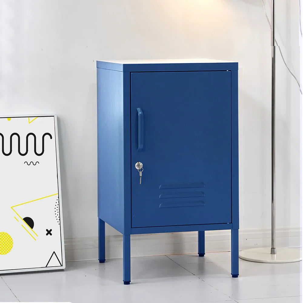 Artiss Bedside Table Metal Cabinet - Blue - Mekamart Australia