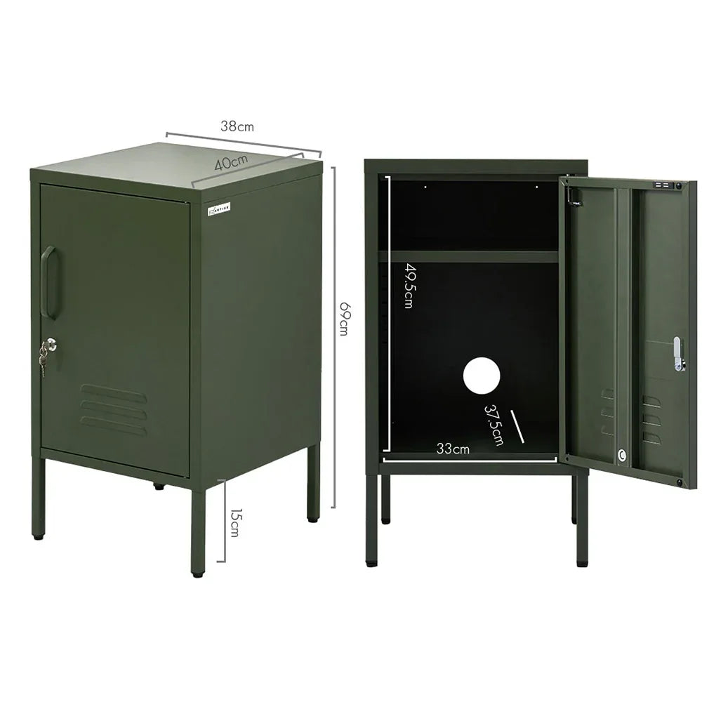 Artiss Bedside Table Metal Cabinet - Green - Mekamart Australia