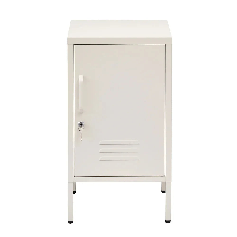 Artiss Bedside Table Metal Cabinet - White - Mekamart Australia