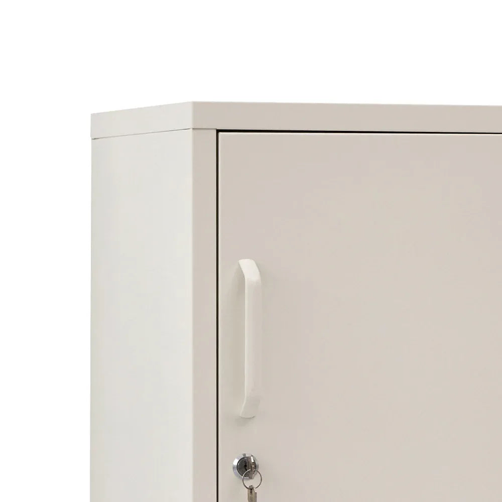 Artiss Bedside Table Metal Cabinet - White - Mekamart Australia