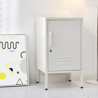 Artiss Bedside Table Metal Cabinet - White - Mekamart Australia