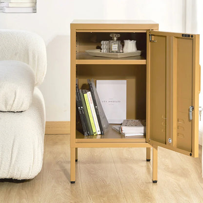 Artiss Bedside Table Metal Cabinet - Yellow - Mekamart Australia